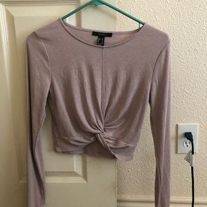 Light pink crop too long sleeve top.